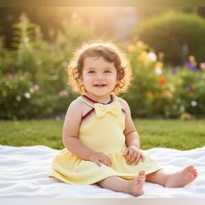 JANIE AND JACK Chic On And Off The Court Dropwaist Lemonade Halter Dress 6-12 M